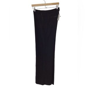 Cache Black Solid Wide Leg Dress Pants With Trim Details Size 8
